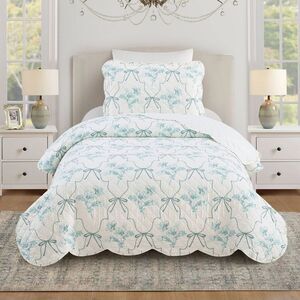 Modern Heirloom 2pc Twin/Twin XL Floral Frames Quilt Bedding Set Blue